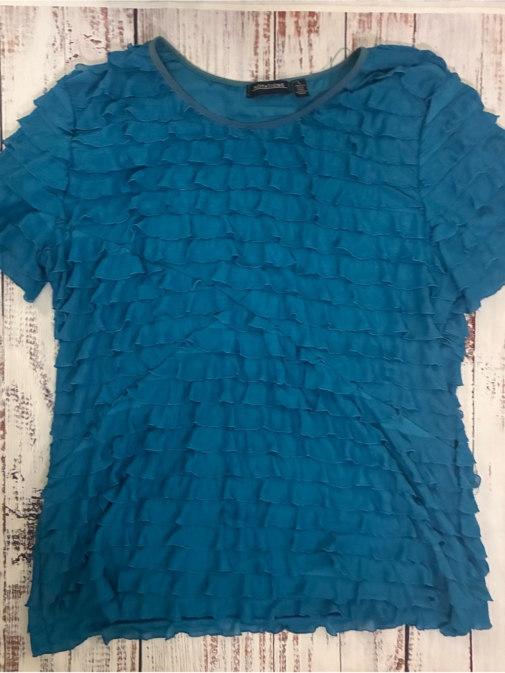 Notations Teal Ruffle Short-Sleeve Top